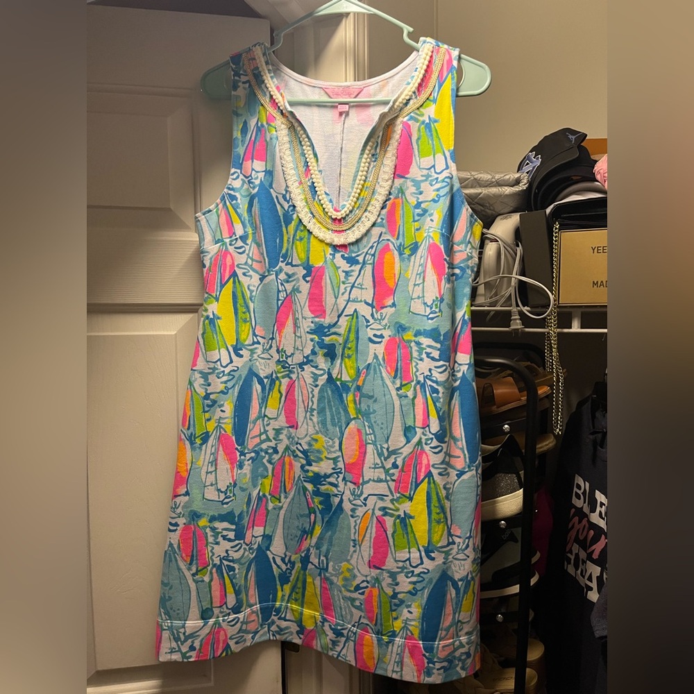Lilly Pulitzer Harper Beach And Bae Sailboat French Terry Jersey Shift Dress